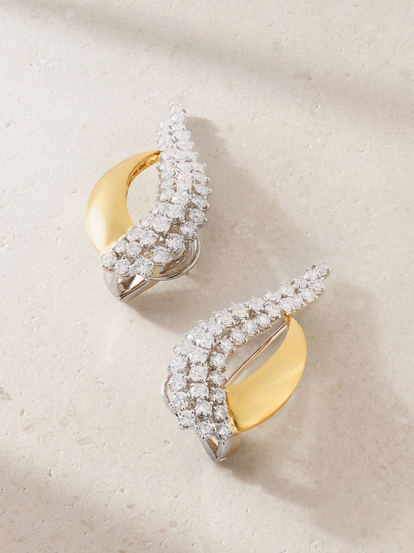 YEPREM 18-karat Yellow And White Gold Diamond Earrings