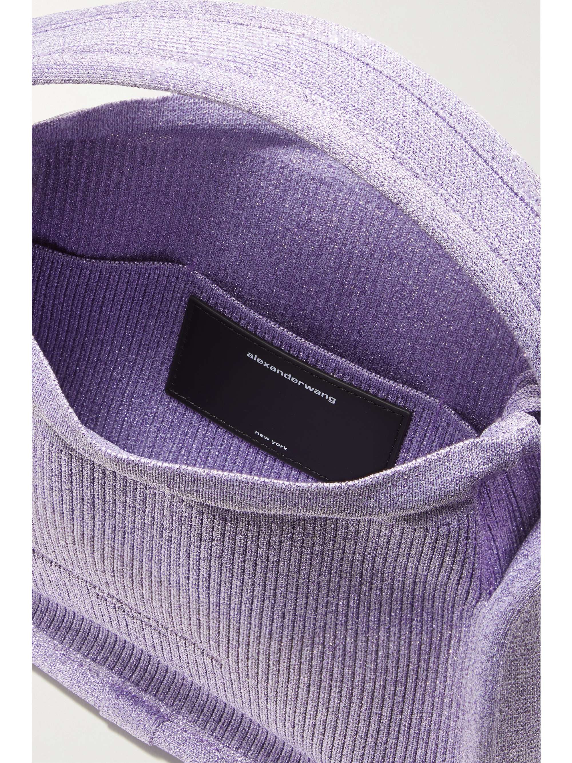 ALEXANDER WANG Ryan small metallic ribbedknit tote NETAPORTER