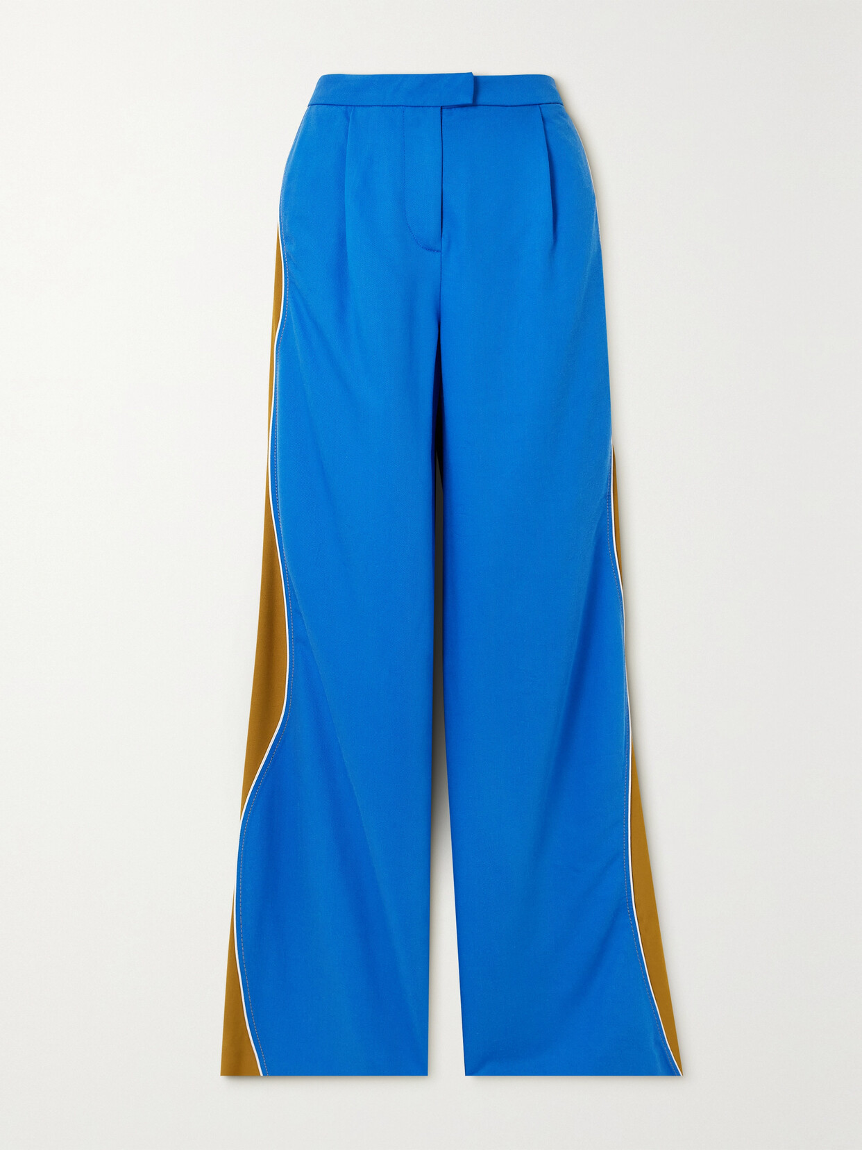 Ahluwalia Lagos Jersey-trimmed Lyocell-twill Wide-leg Pants In Blue