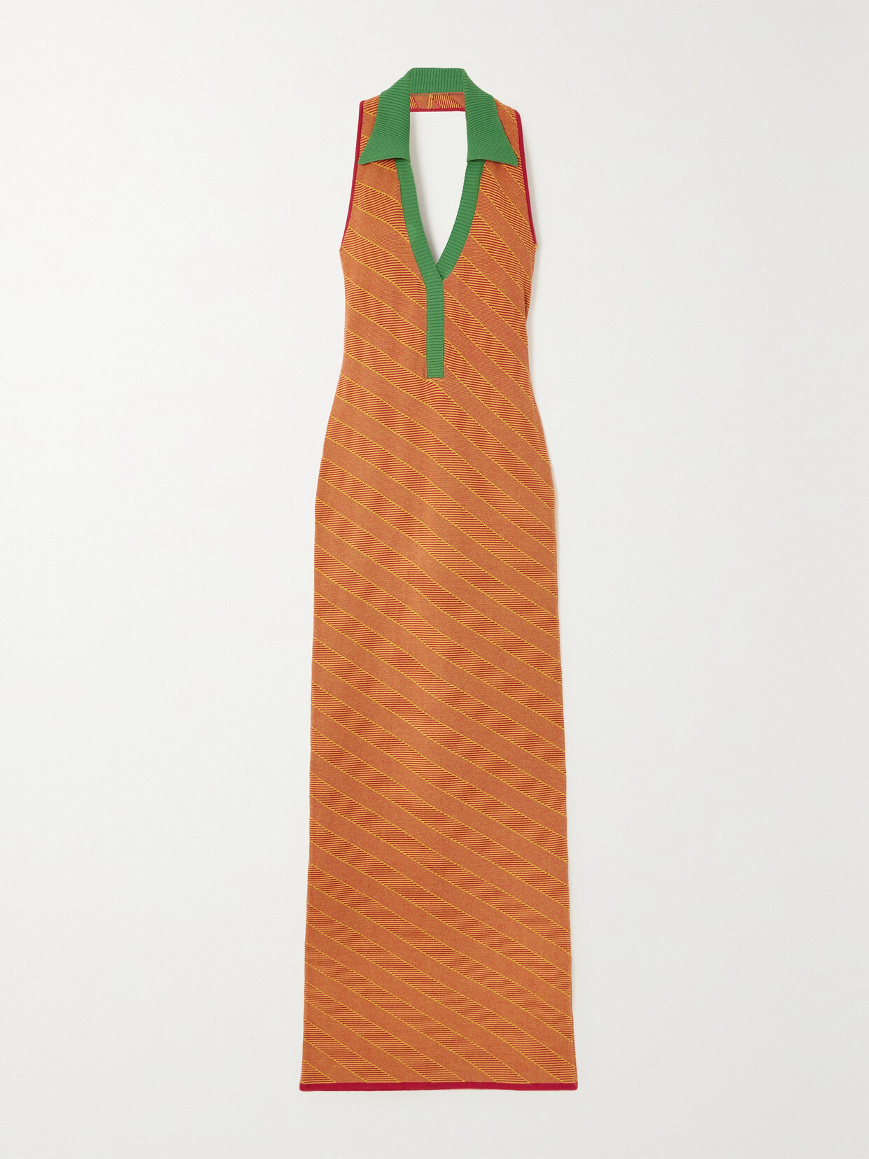 Ahluwalia Spice Jacquard-knit Halterneck Maxi Dress In Red