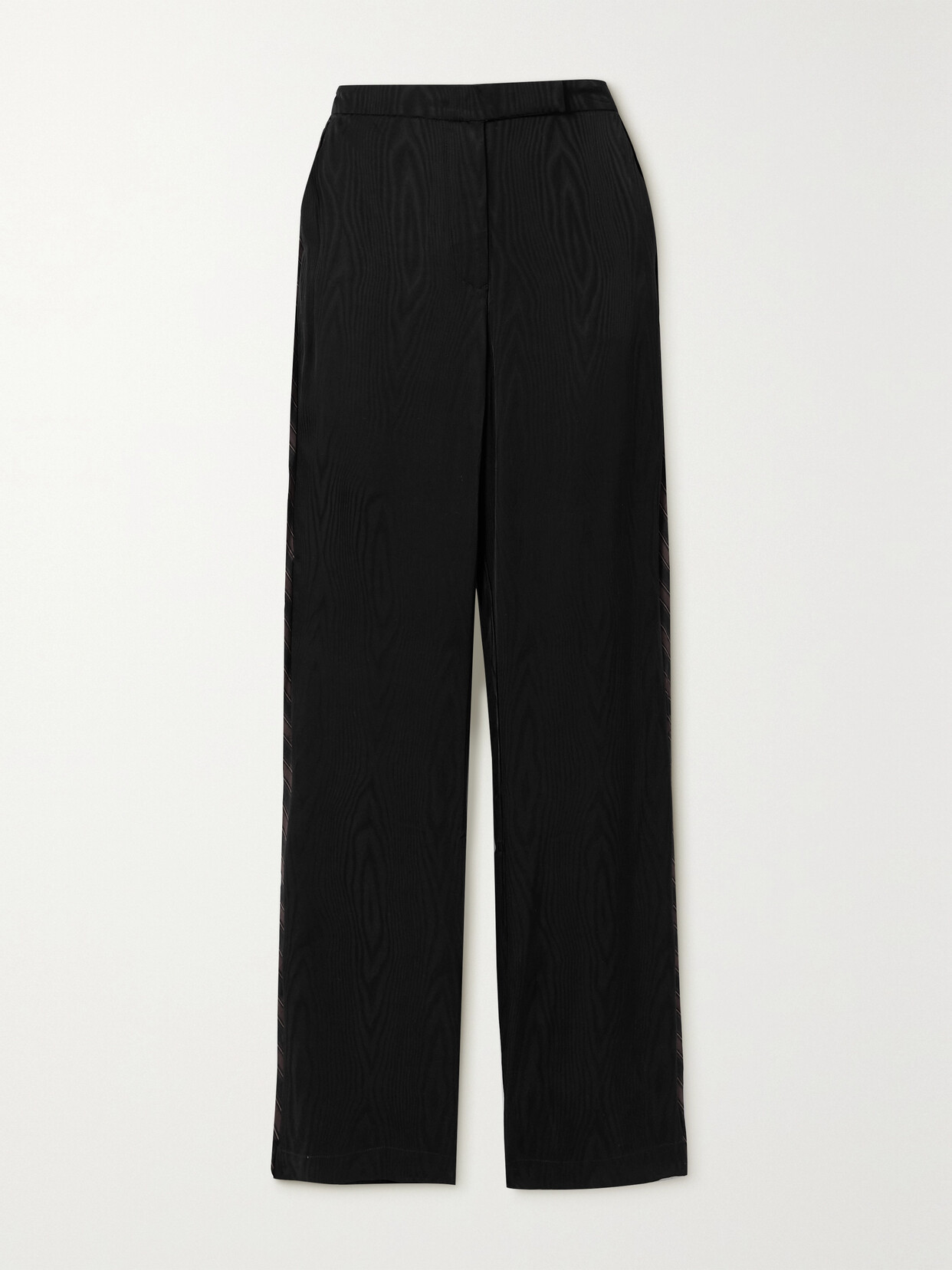 Ahluwalia Clover Appliquéd Satin-trimmed Moire Wide-leg Pants In Black