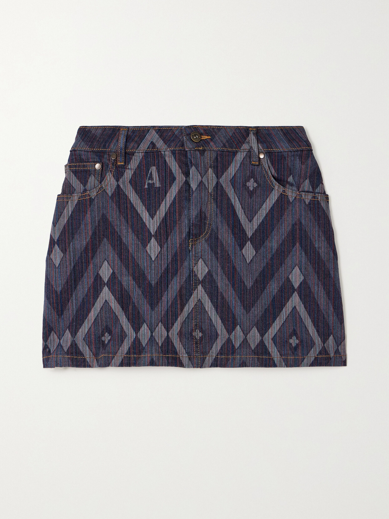 Ahluwalia Printed Denim Mini Skirt In Multi