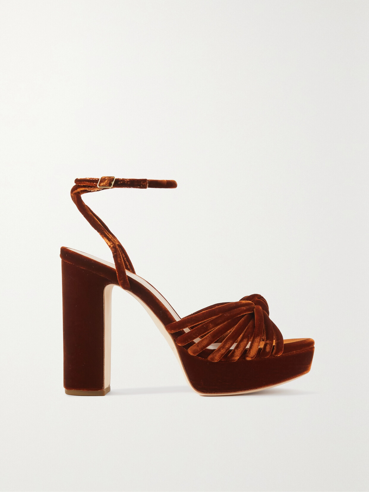 Loeffler Randall Rivka Knot-embellished Velvet Sandals - Orange
