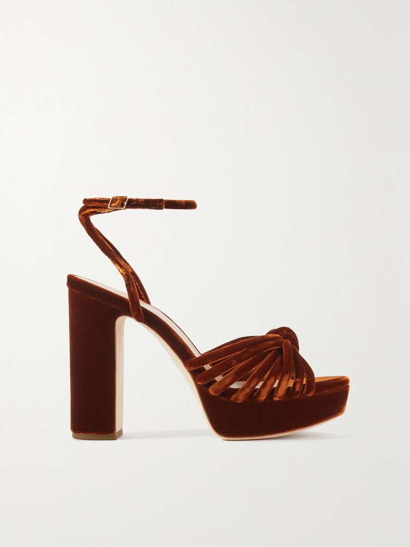 Loeffler Randall Rivka Knot-embellished Velvet Sandals