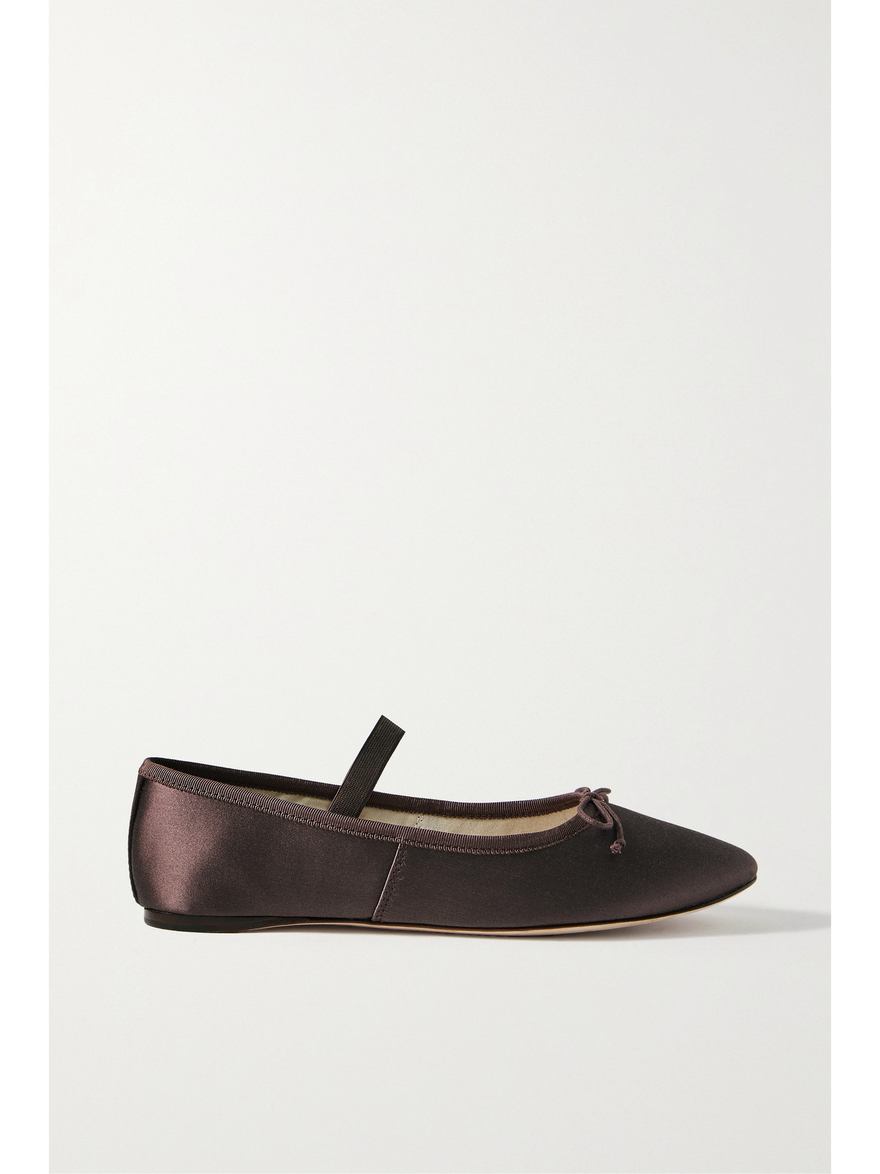 Loeffler Randall + Net Sustain Leonie Grosgrain-trimmed Satin Ballet Flats In Brown