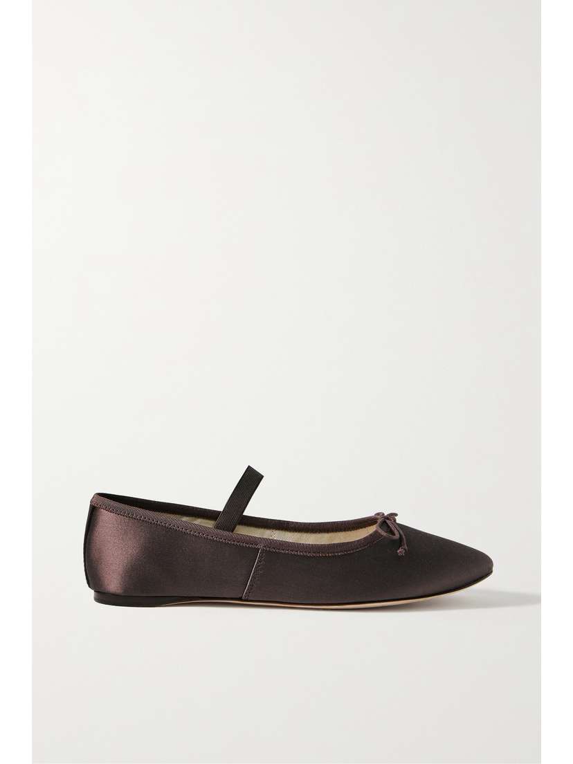 Loeffler Randall + Net Sustain Leonie Grosgrain-trimmed Satin Ballet Flats
