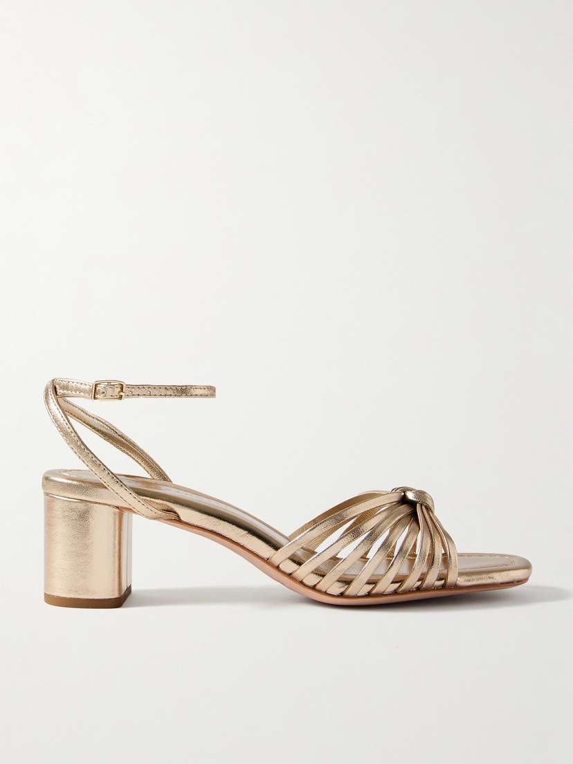 Loeffler Randall + Net Sustain Olivia Knotted Metallic Leather Sandals