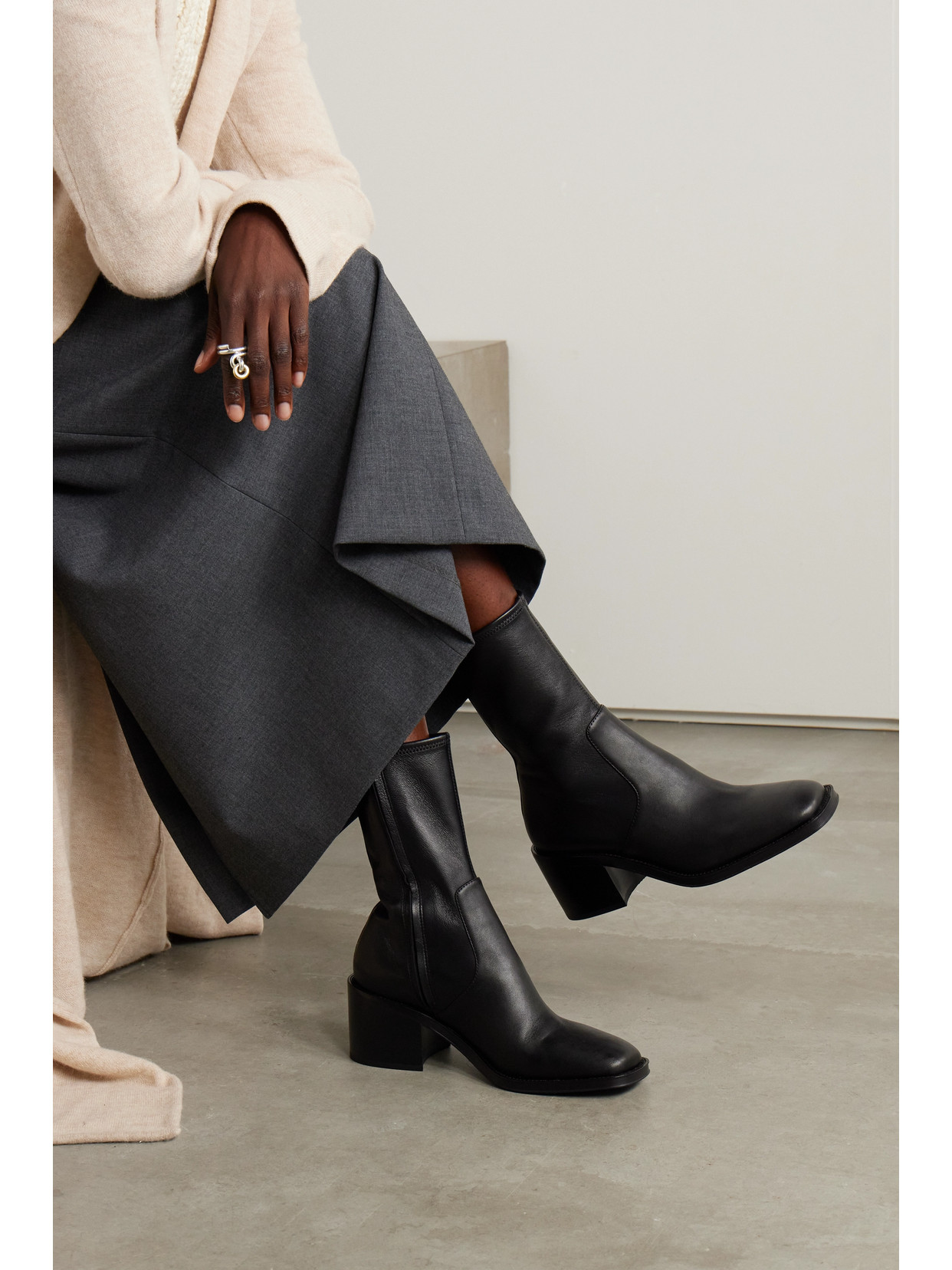 Loeffler Randall + Net Sustain Nolan Leather Boots In Black