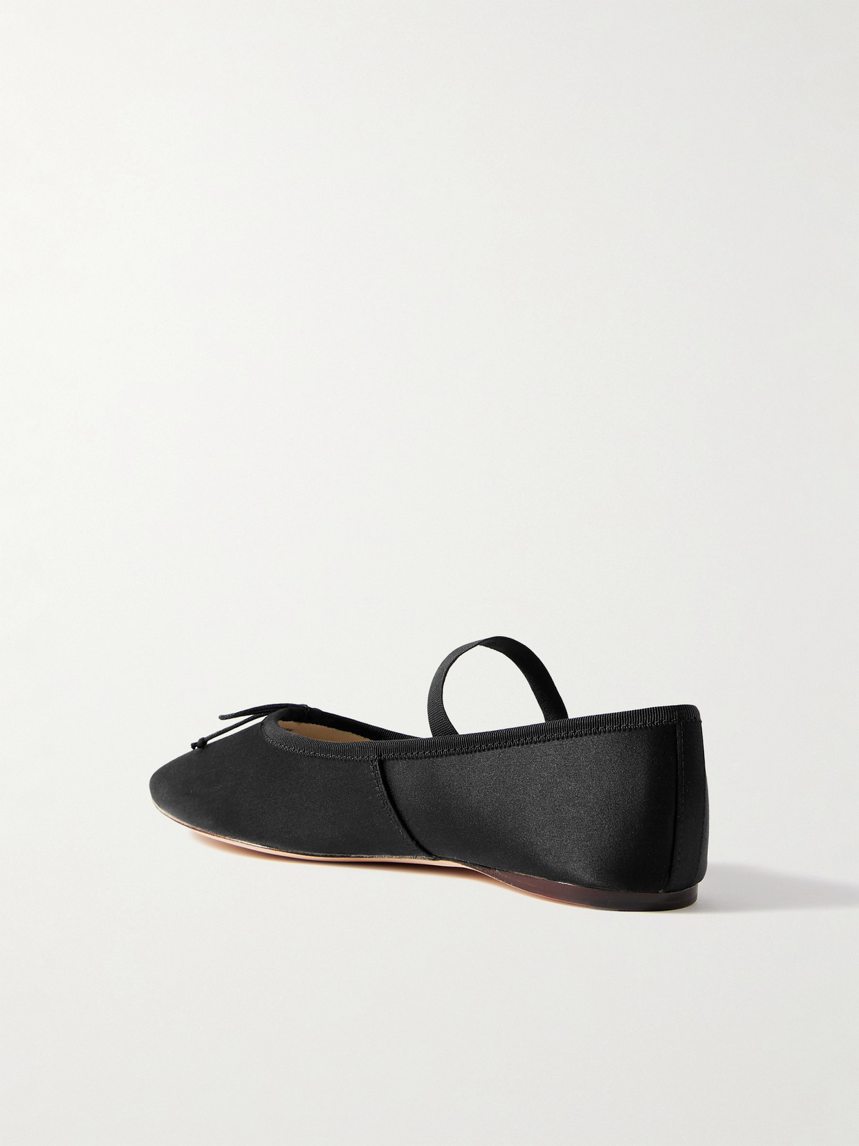 Shop Loeffler Randall + Net Sustain Leonie Grosgrain-trimmed Satin Ballet Flats In Black