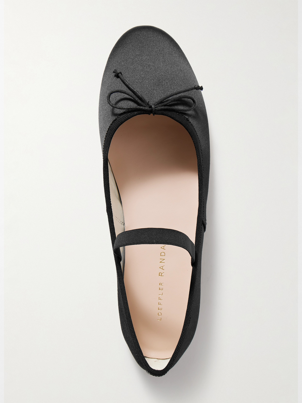 Shop Loeffler Randall + Net Sustain Leonie Grosgrain-trimmed Satin Ballet Flats In Black