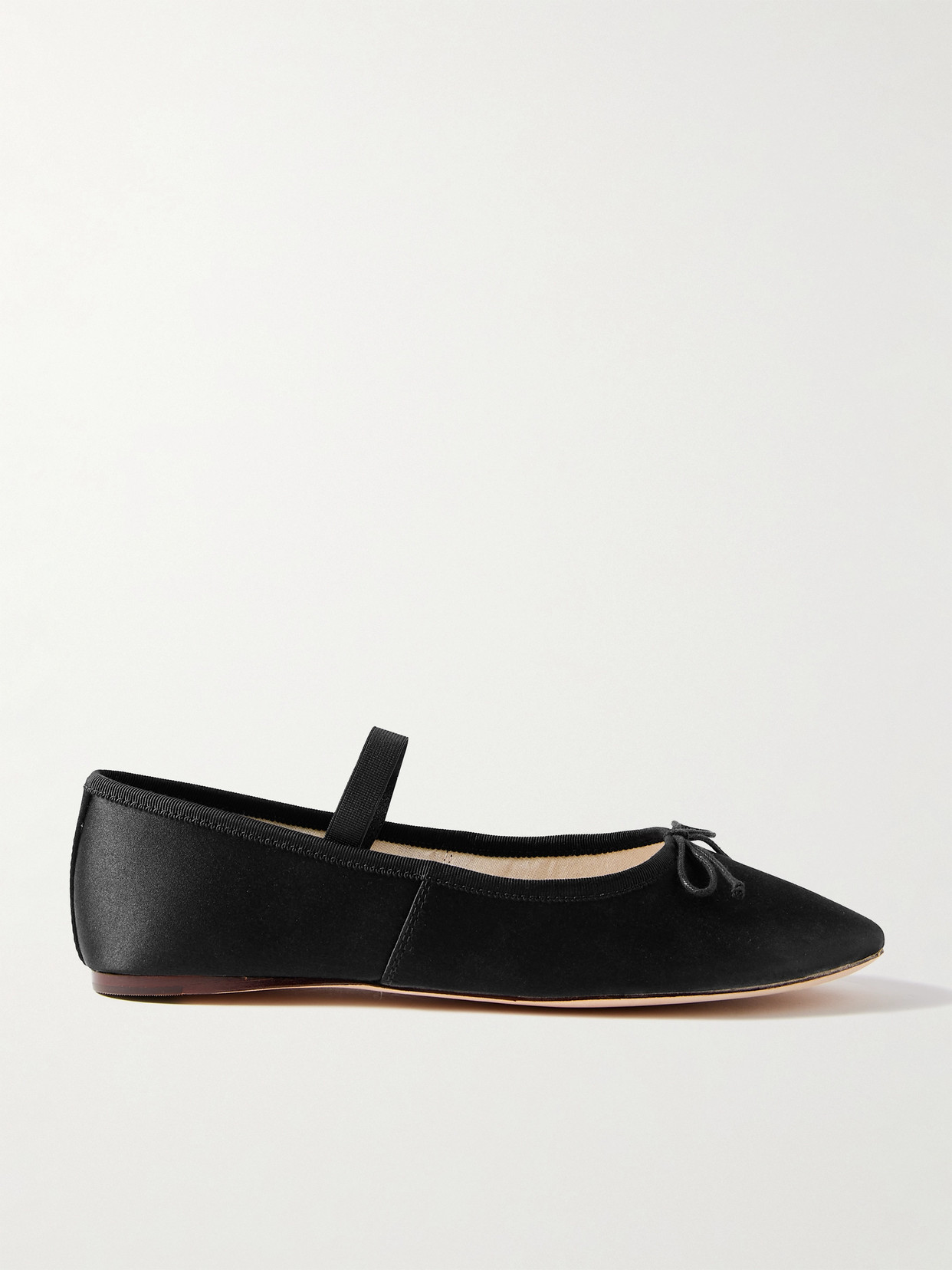 Loeffler Randall - + Net Sustain Leonie Grosgrain-trimmed Satin Ballet Flats - Black