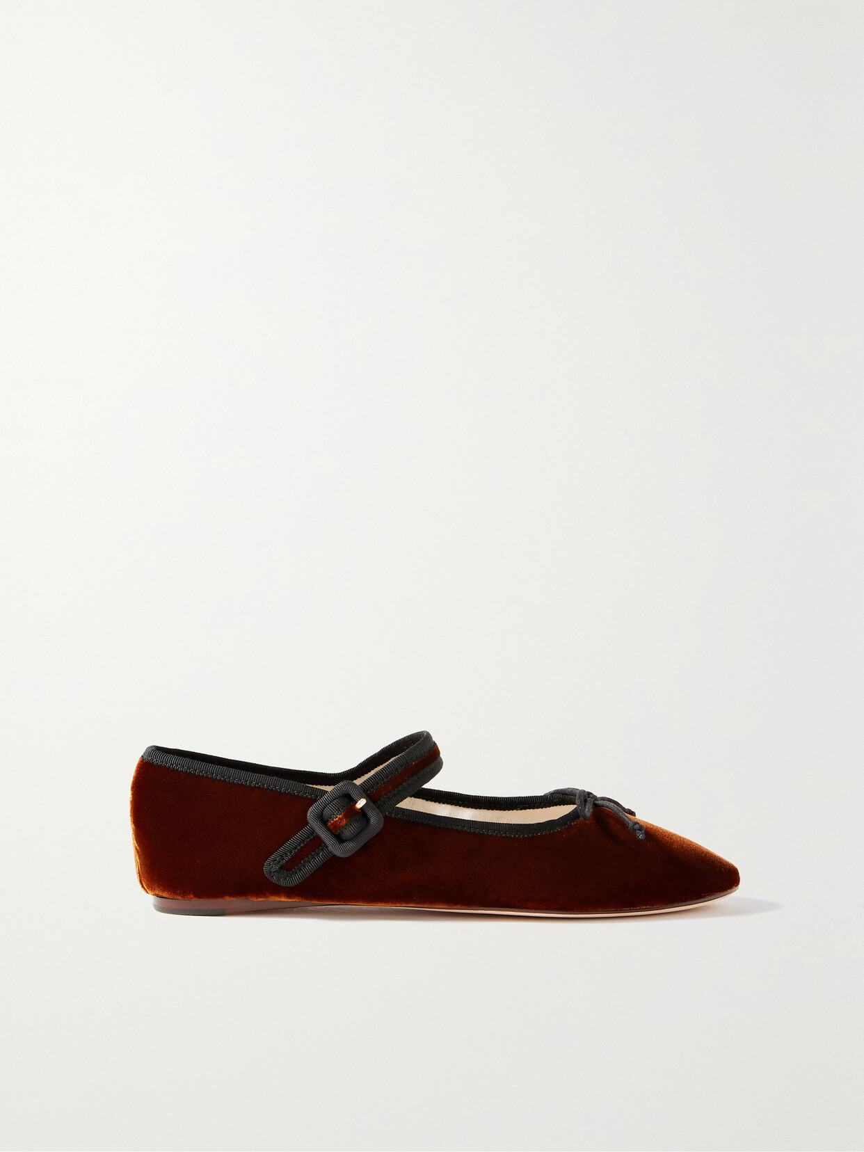 Loeffler Randall - Chiara Grosgrain-trimmed Velvet Mary Jane Ballet Flats - Burgundy