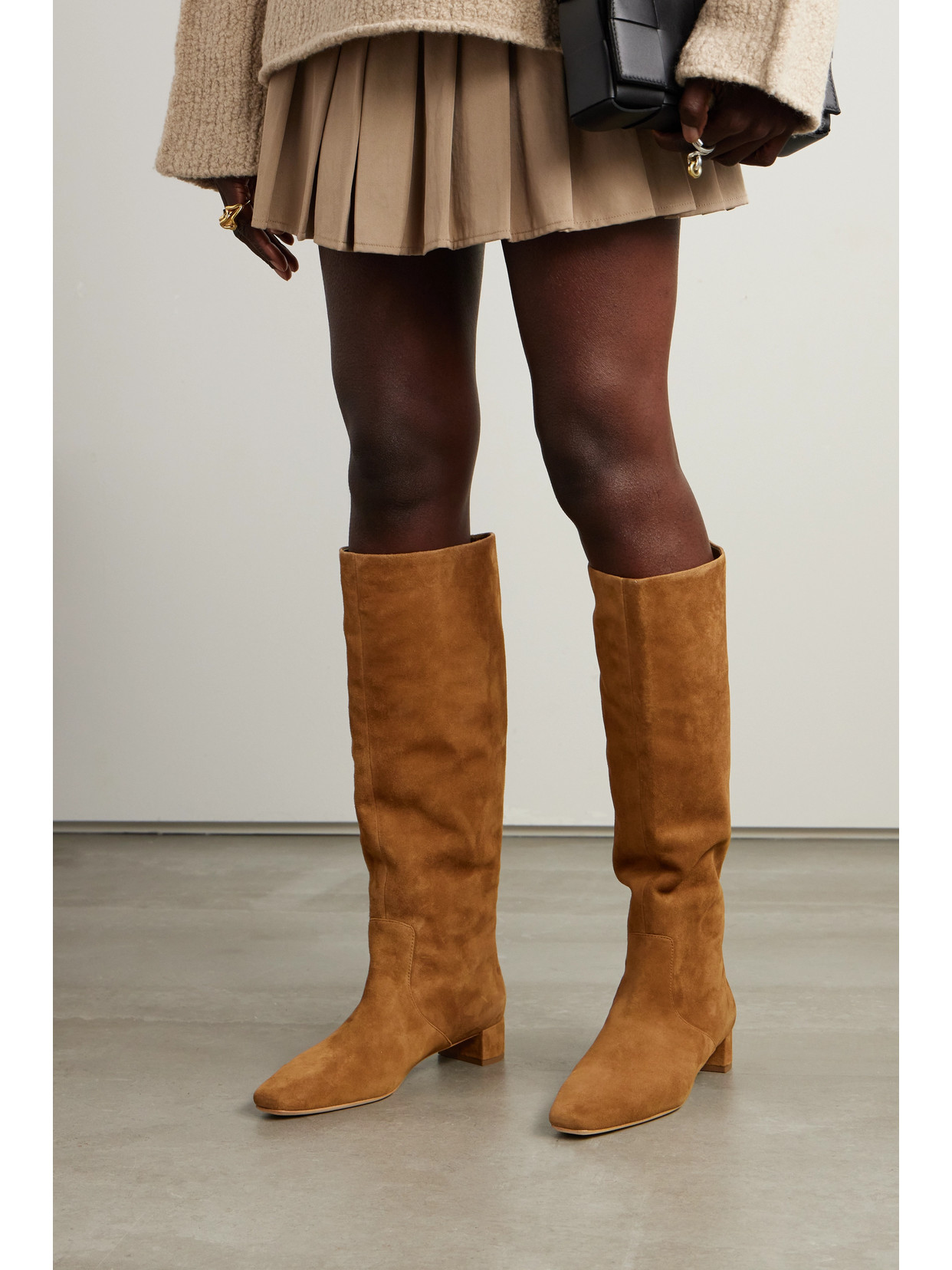 Shop Loeffler Randall + Net Sustain Indy Suede Knee Boots In Brown