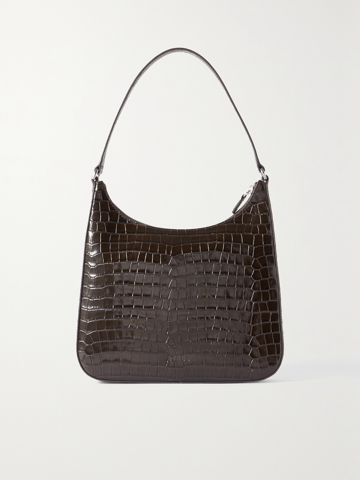 STAUD - Alec Croc-effect Patent-leather Shoulder Bag - Brown