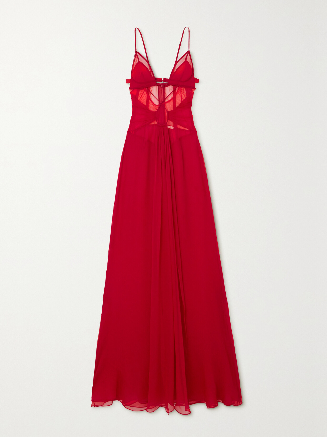 Nensi Dojaka - Draped Cutout Silk-chiffon Gown - Red