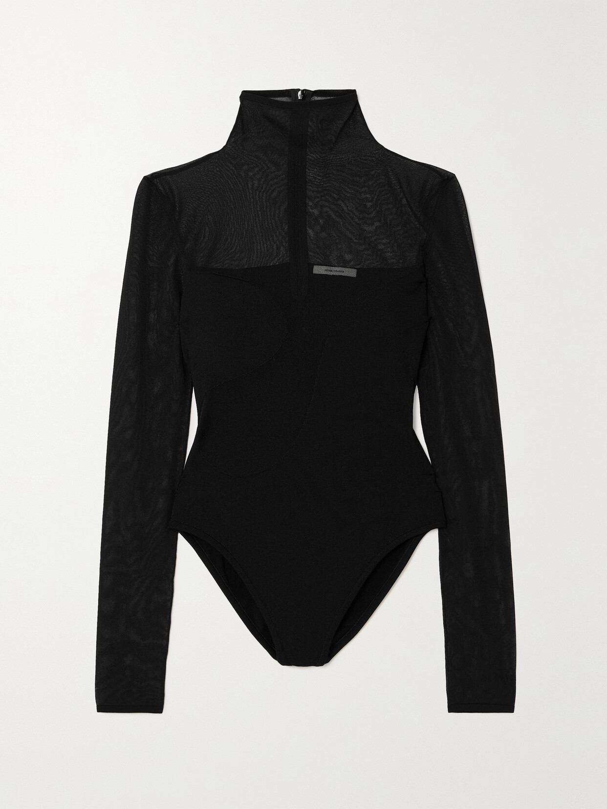 Nensi Dojaka - Paneled Jersey And Tulle Bodysuit - Black