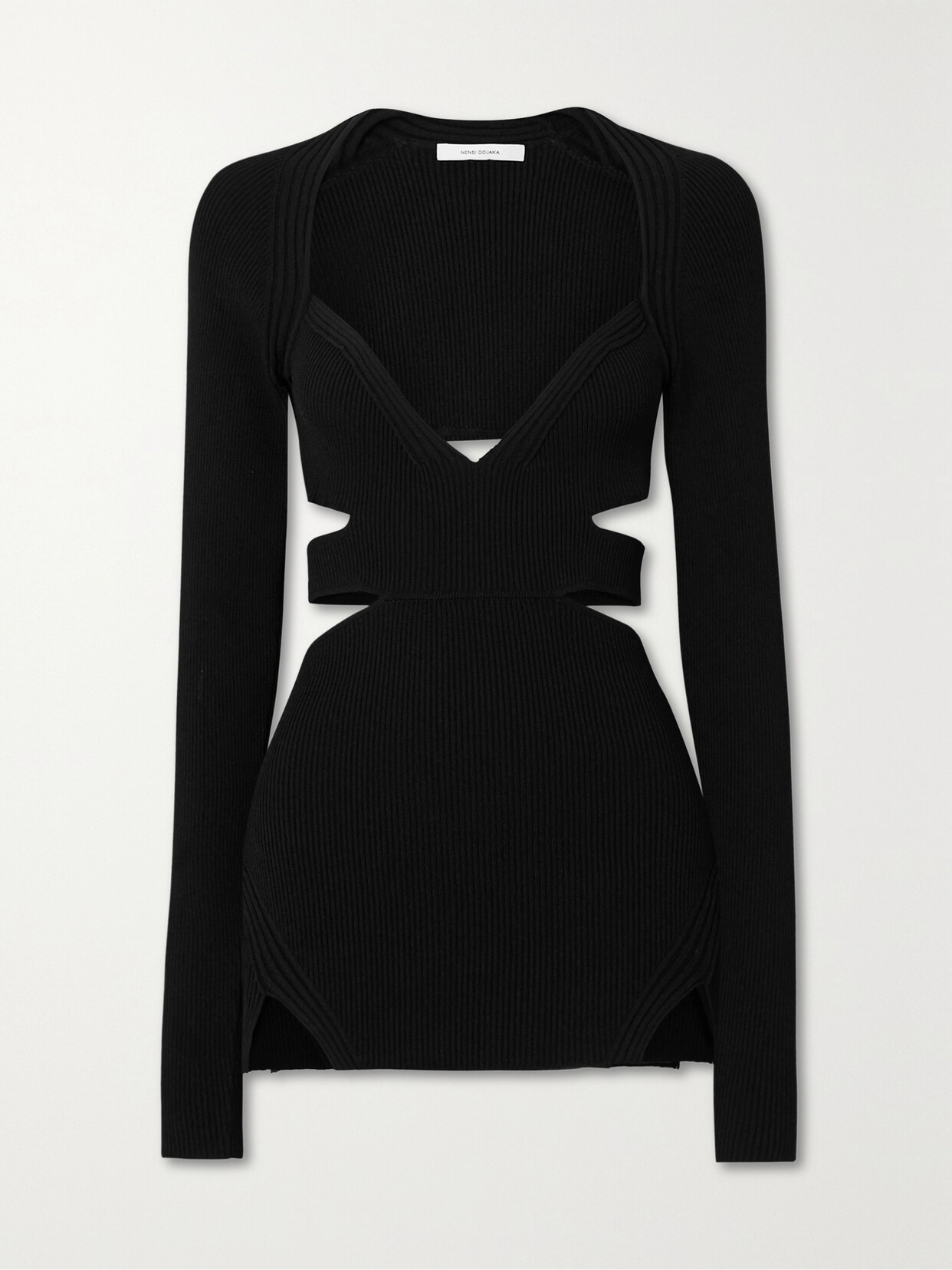 Nensi Dojaka Cutout Ribbed-knit Top - Black