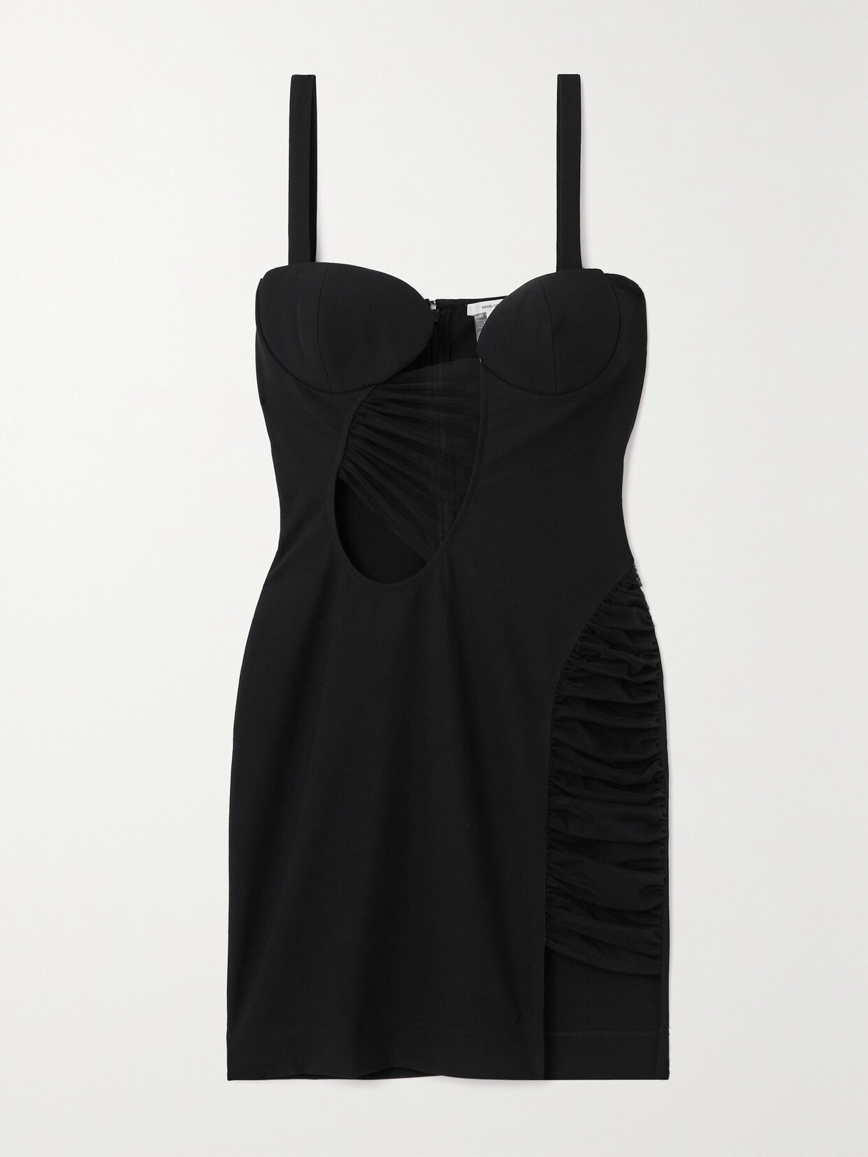 Nensi Dojaka - Paneled Cutout Stretch-crepe And Tulle Mini Dress - Black