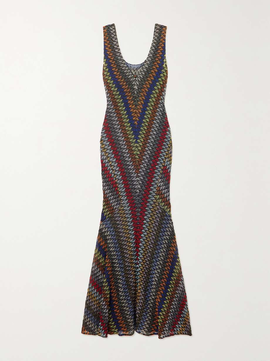 net-a-porter.com | Striped metallic crochet-knit maxi dress