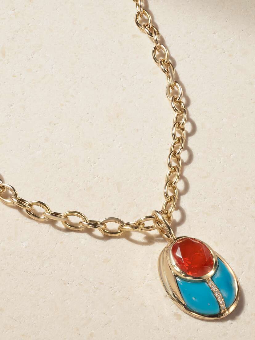 Mason and Books Love Bug 14-karat Gold Multi-stone Necklace