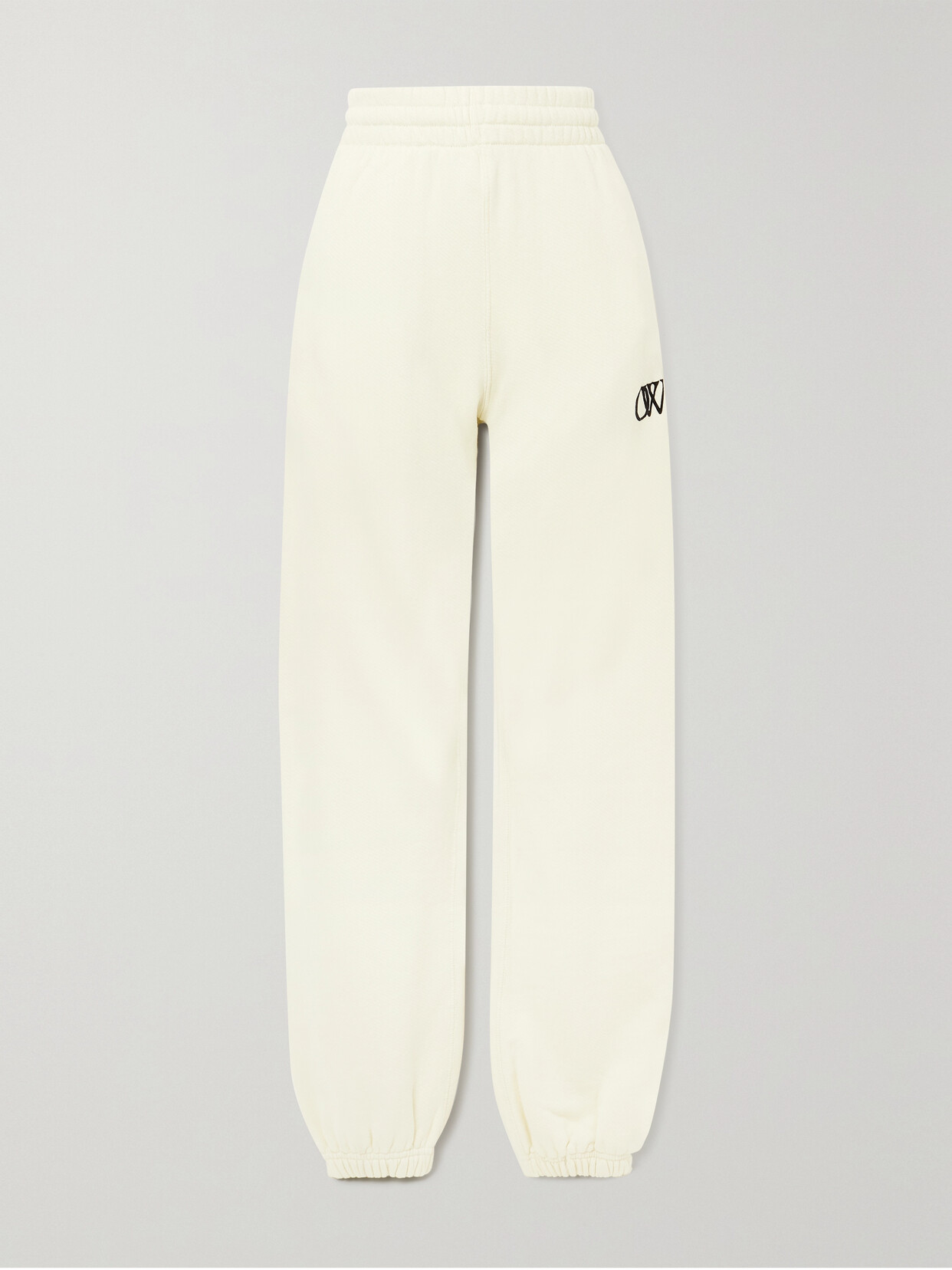 Shop Off-white Flocked Cotton-jersey Tapered Track Pants In