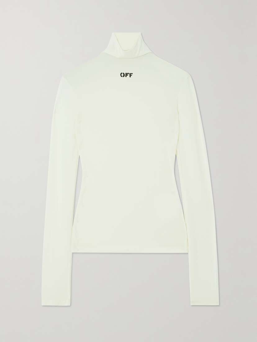 Off-White Printed Stretch-jersey Turtleneck Top
