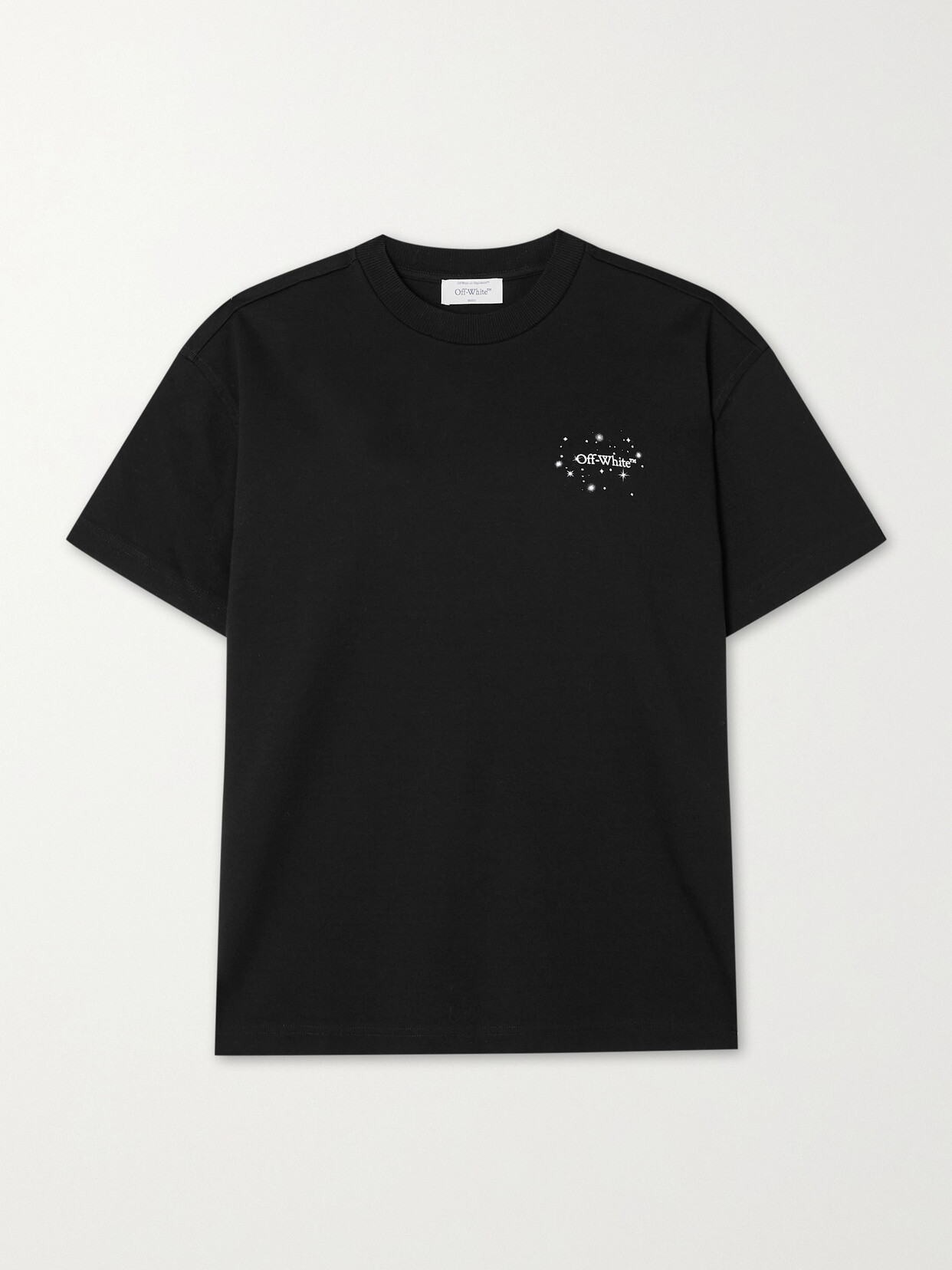 Off-white Crystal-embellished Printed Cotton-jersey T-shirt In Black