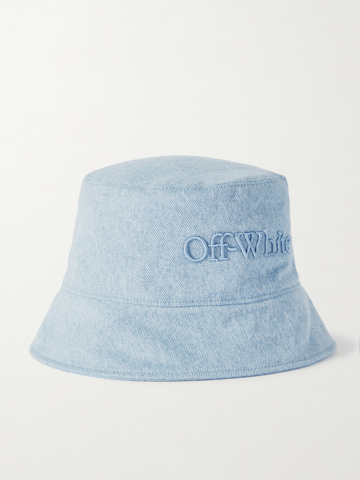 Shop Off-white Logo-embroidered Denim Bucket Hat In Blue