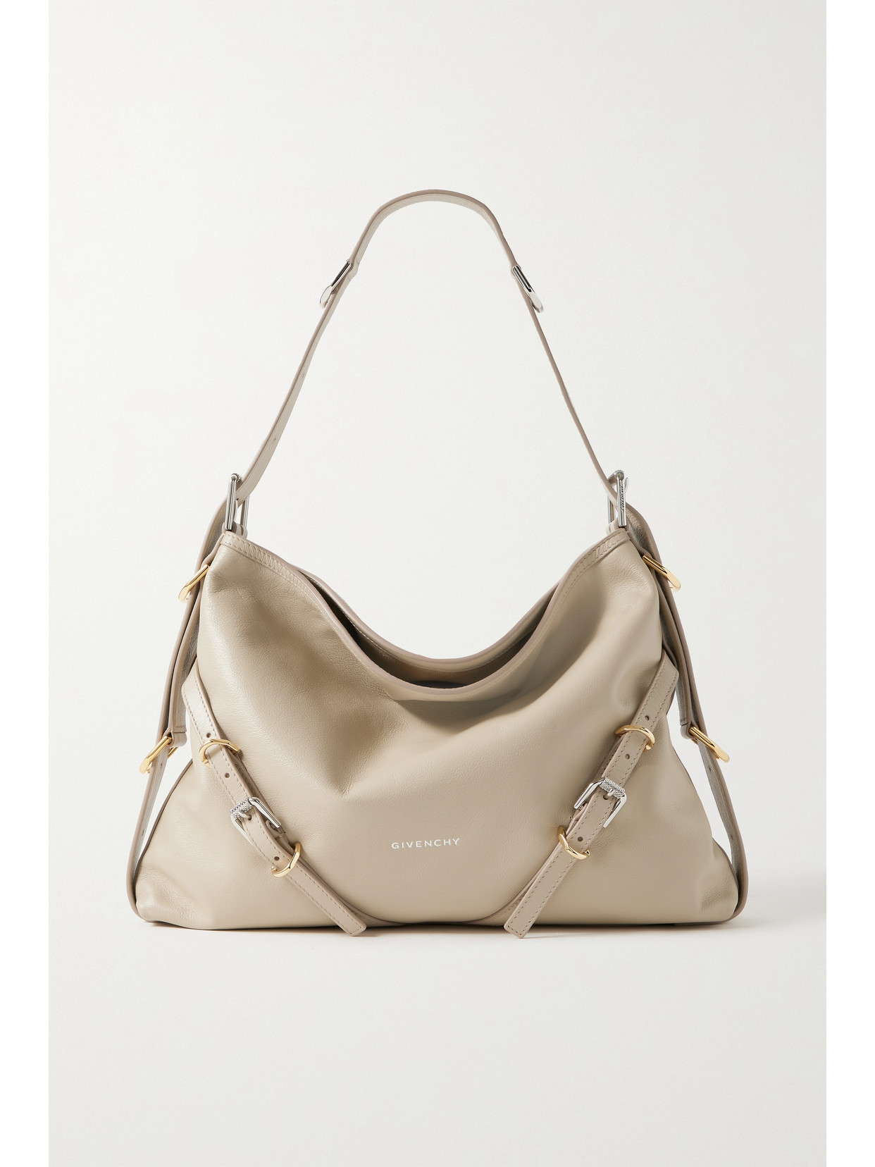 Givenchy Medium Voyou Metallic Leather Hobo Bag In Neutrals