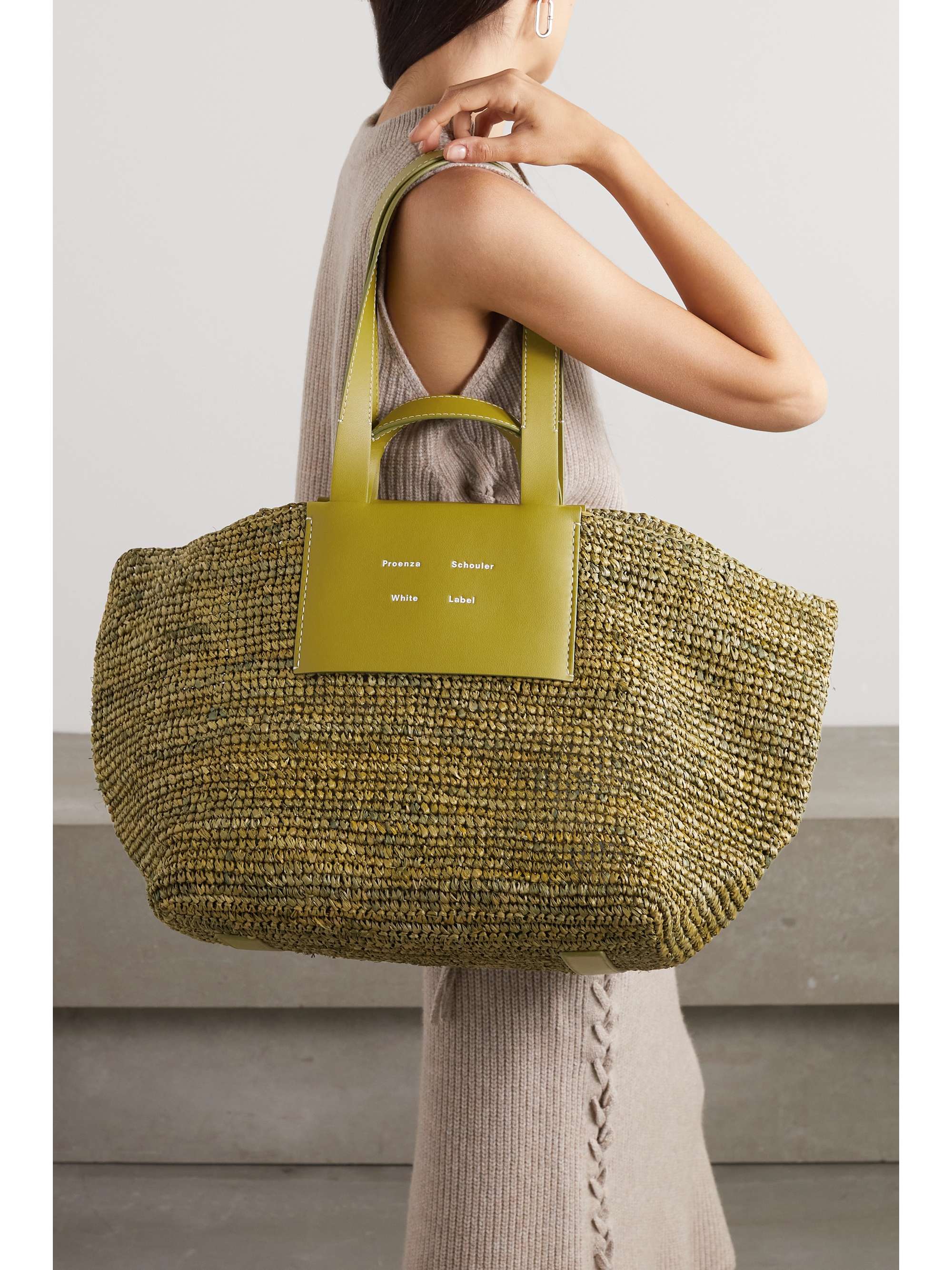 PROENZA SCHOULER WHITE LABEL Morris XL leather-trimmed raffia tote