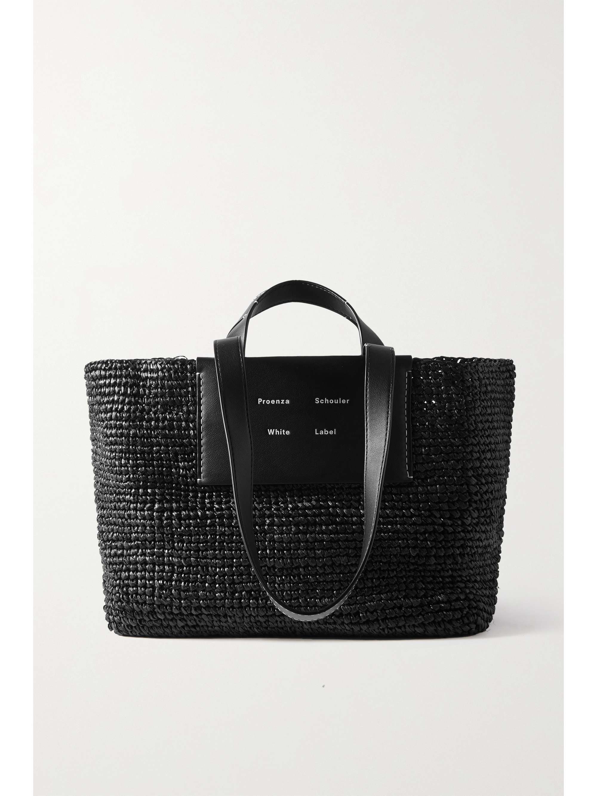 PROENZA SCHOULER WHITE LABEL Morris large leather-trimmed raffia tote ...