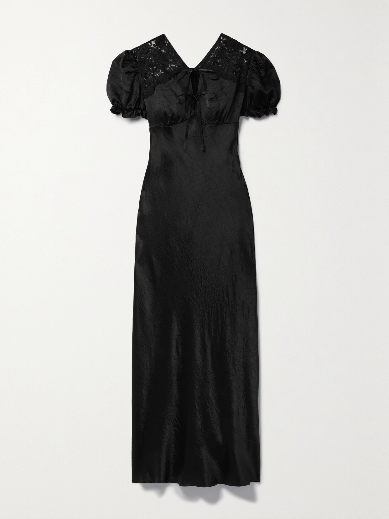 Jason Wu Lace-trimmed Crinkled-satin Midi Dress - Black