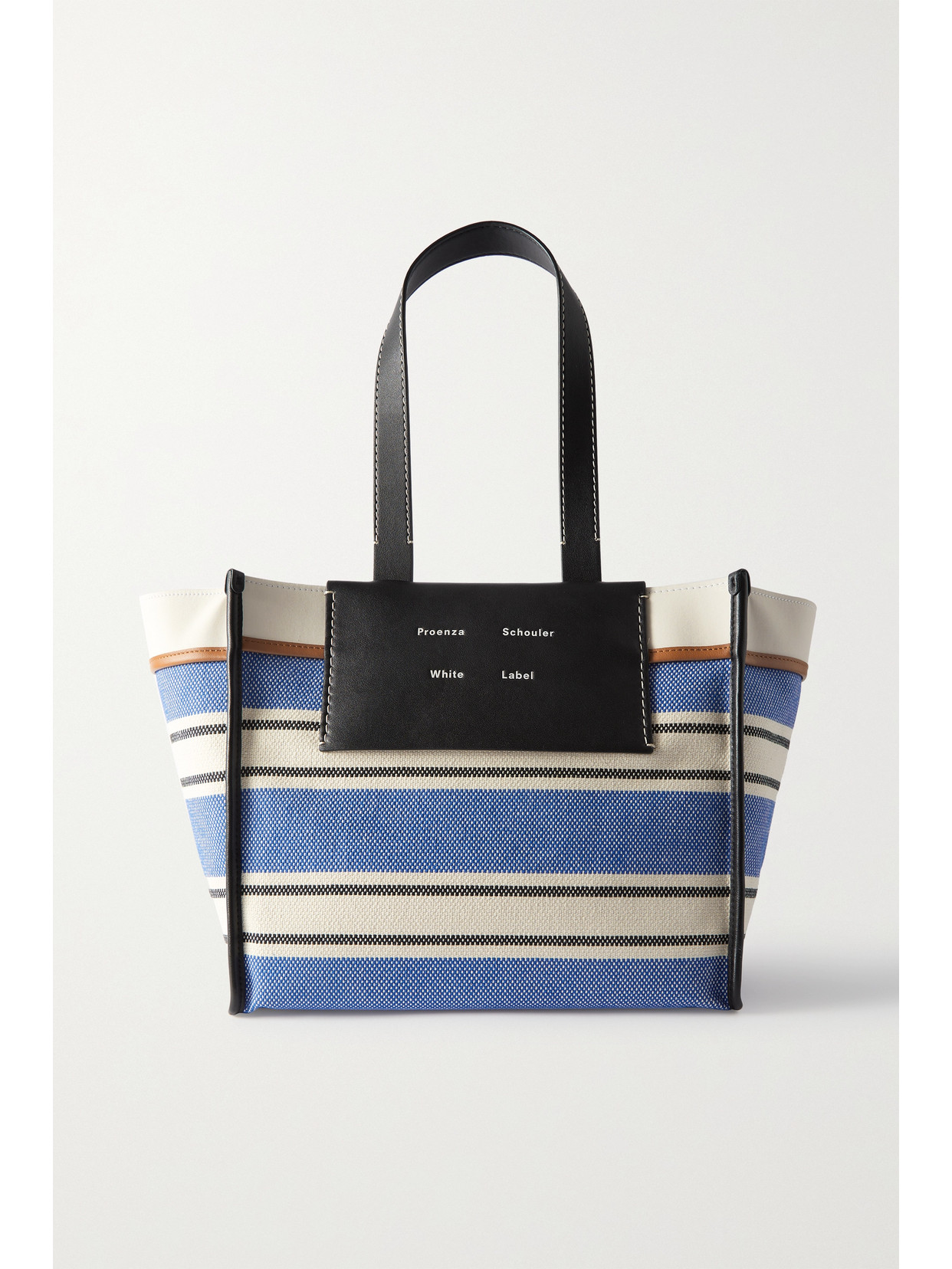 Proenza Schouler White Label - Large Morris Leather-trimmed Striped Canvas Tote - Blue