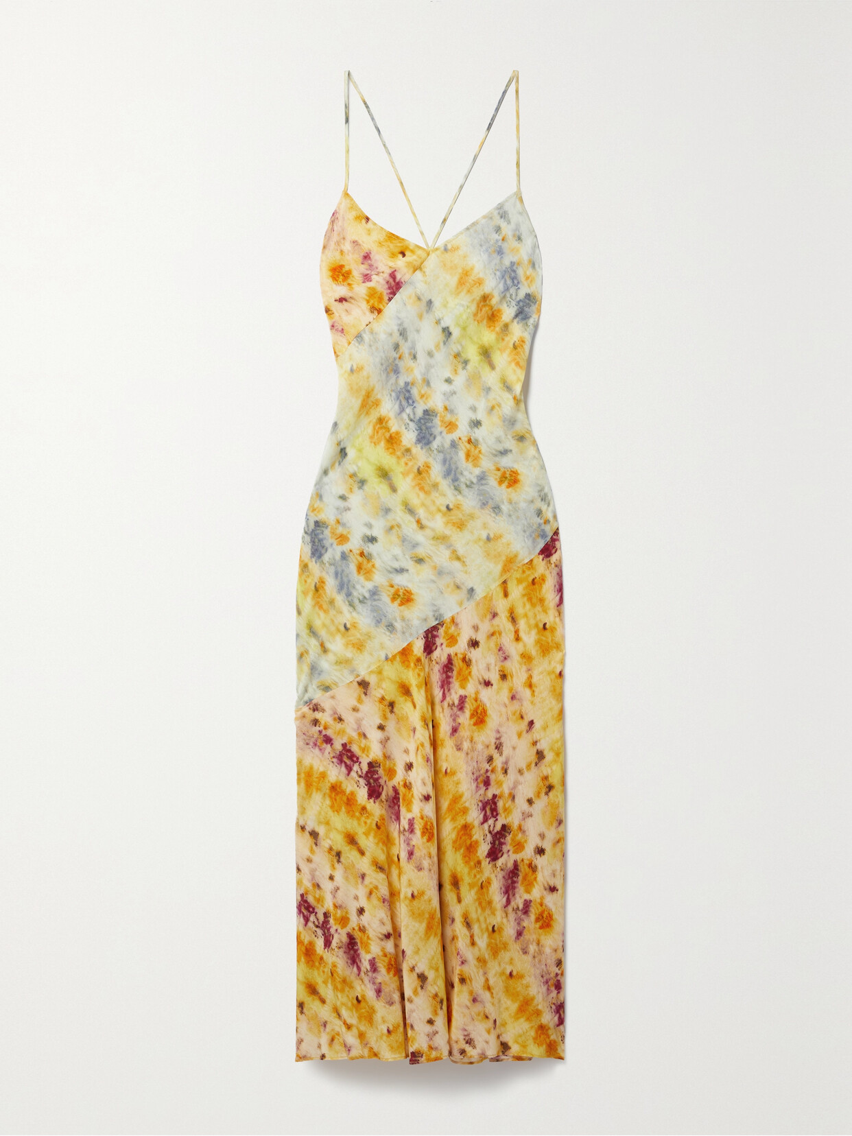 Jason Wu Tie-dyed Paneled Silk Crepe De Chine Midi Dress - Multi