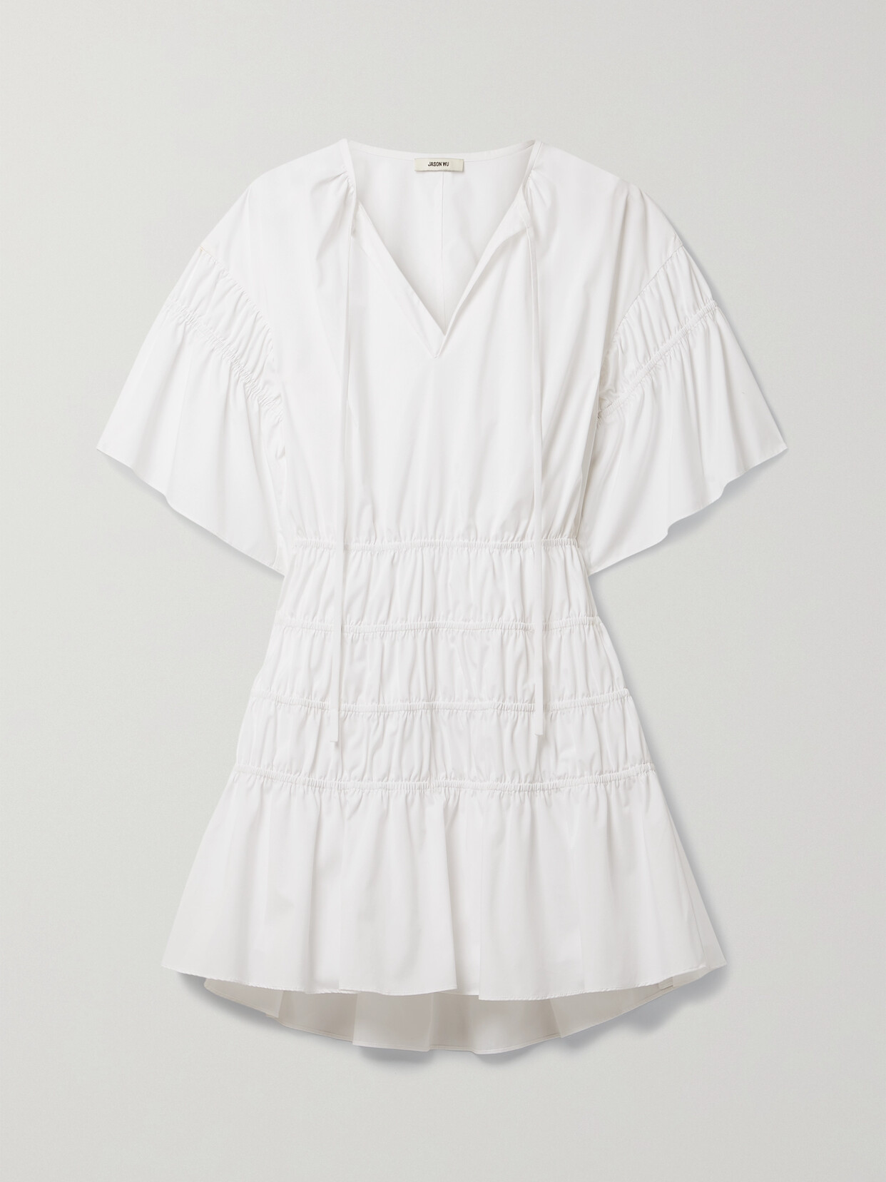 Jason Wu - Cutout Ruched Cotton-blend Poplin Mini Dress - Off-white