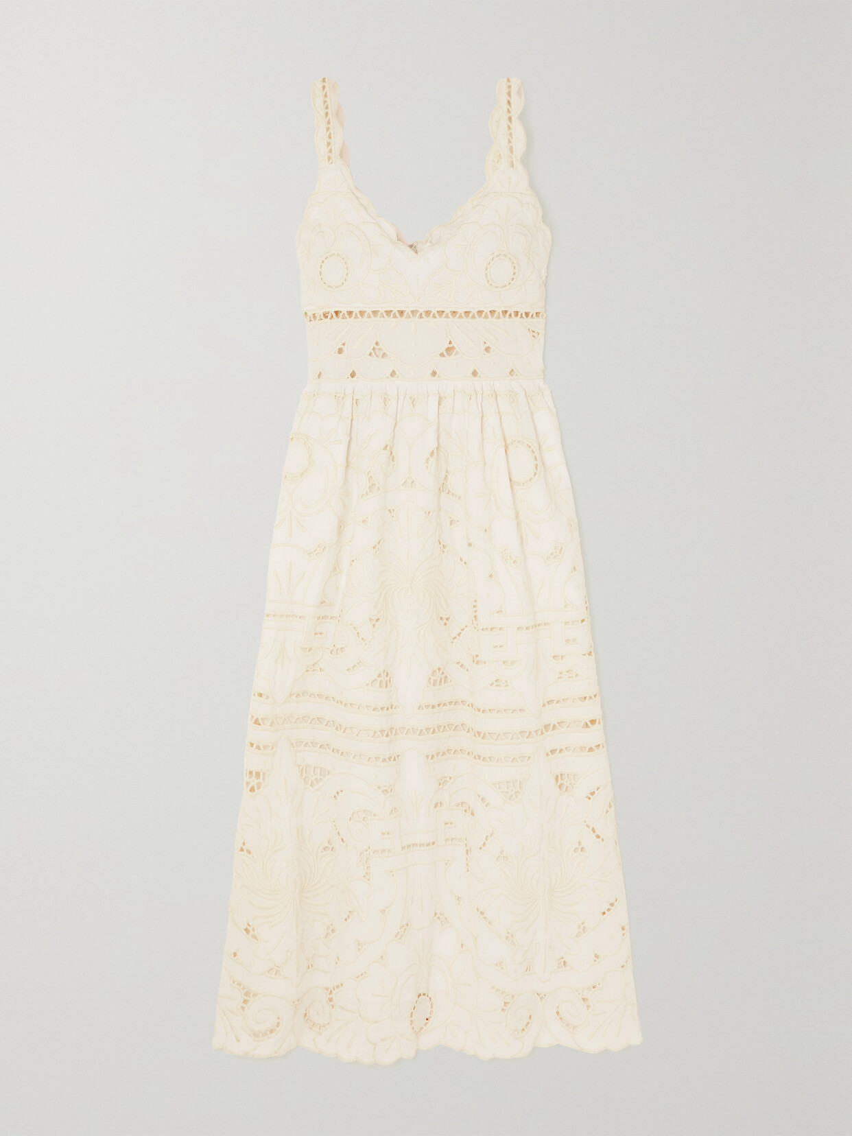 Sea - Blaire Broderie Anglaise Organic Cotton Midi Dress - White