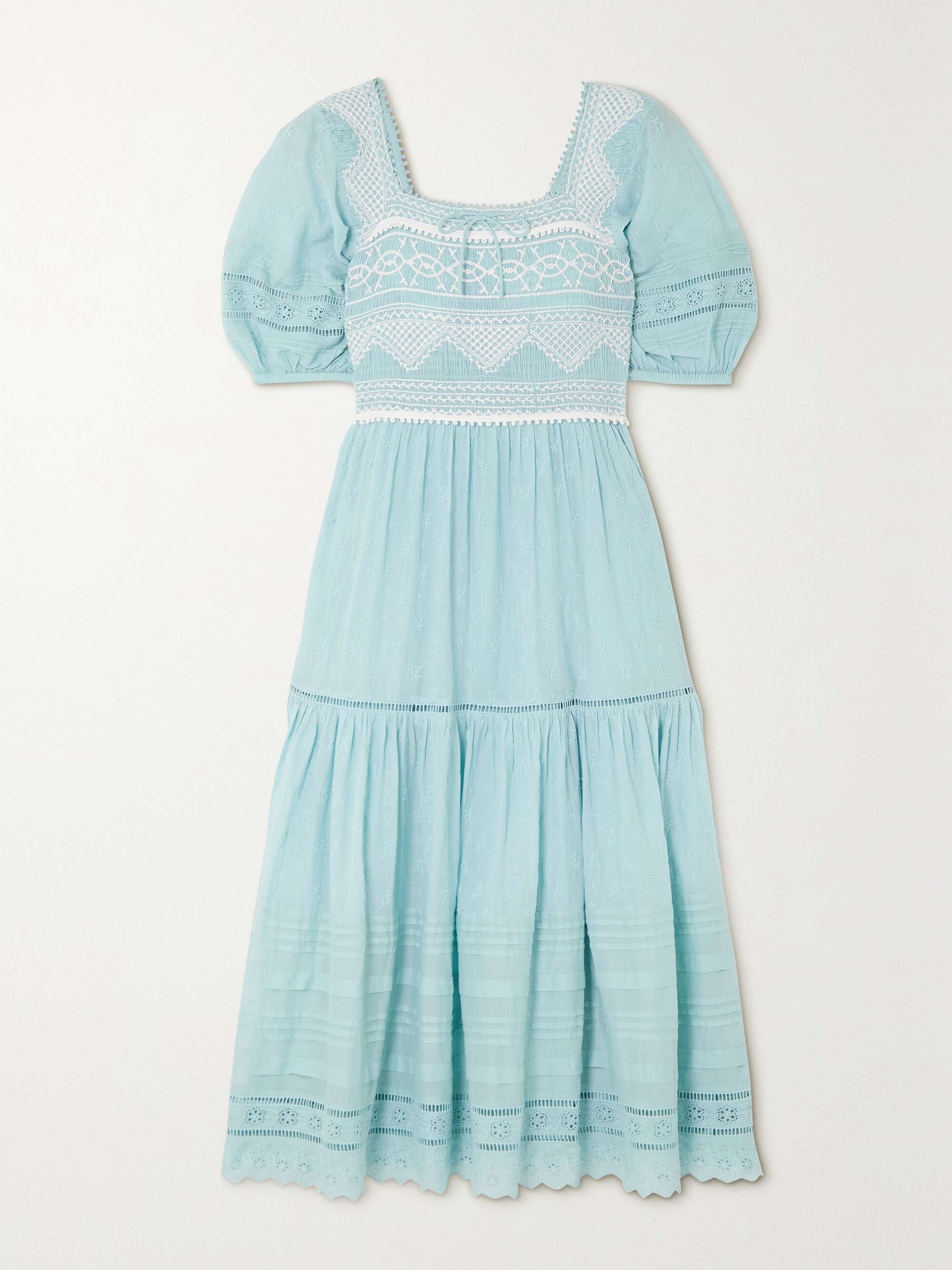 SEA Olga smocked embroidered broderie anglaise cotton midi dress | NET ...