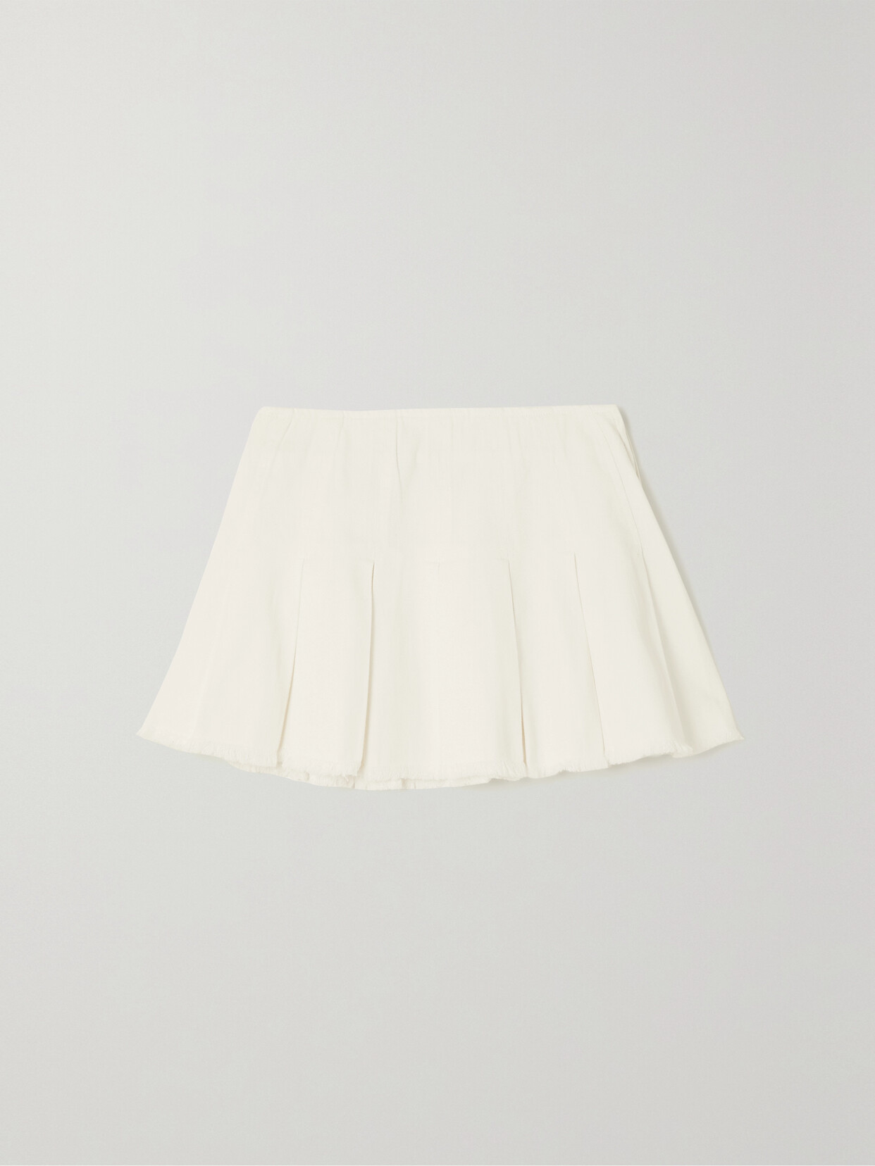 Sea - Jamie Frayed Pleated Denim Mini Skirt - White