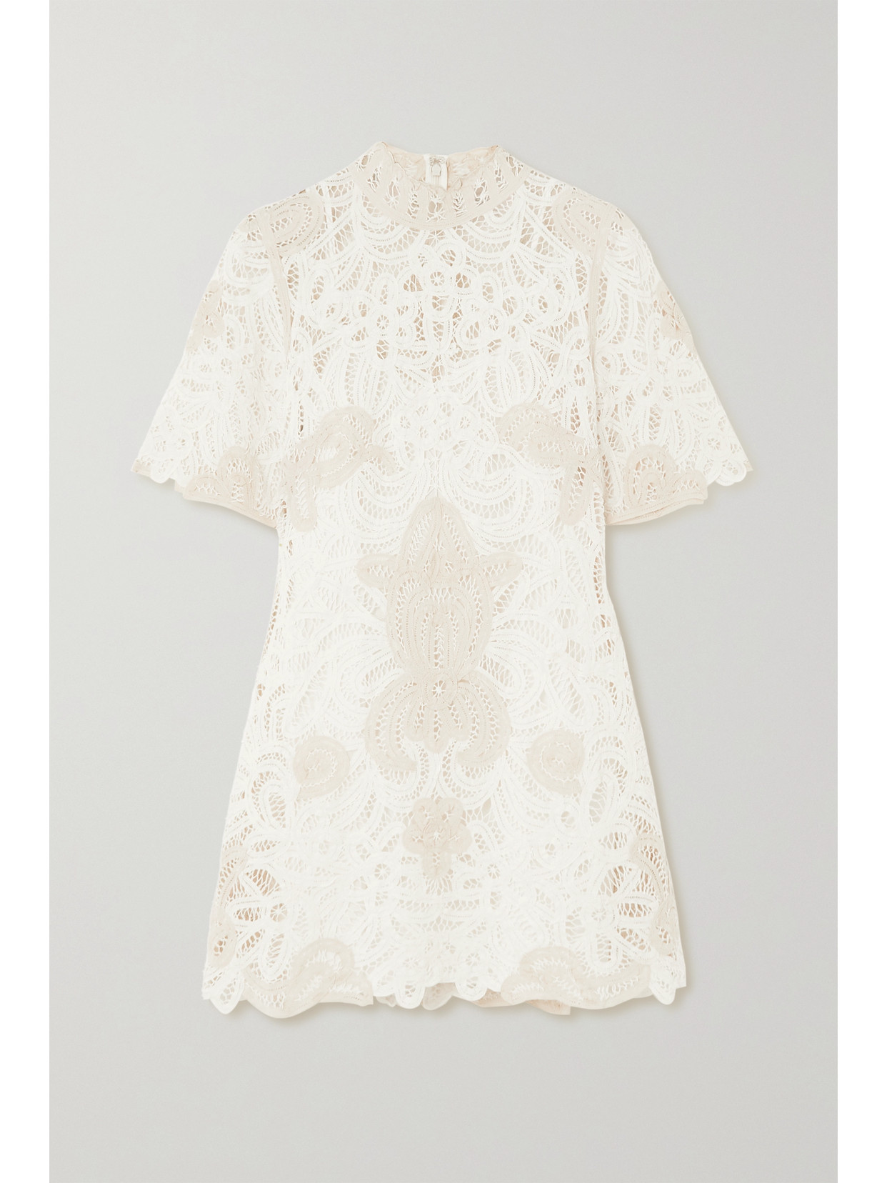 Sea - Branca Battenburg Cotton-lace Mini Dress - Cream