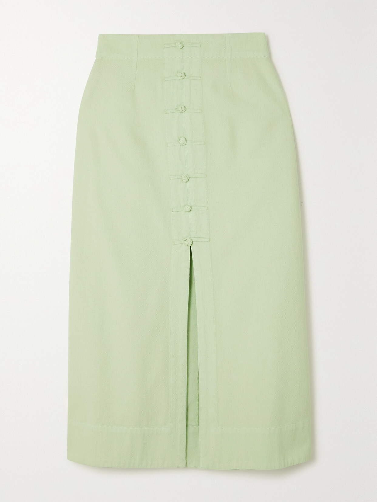 Sea Juni Button-embellished Denim Midi Skirt