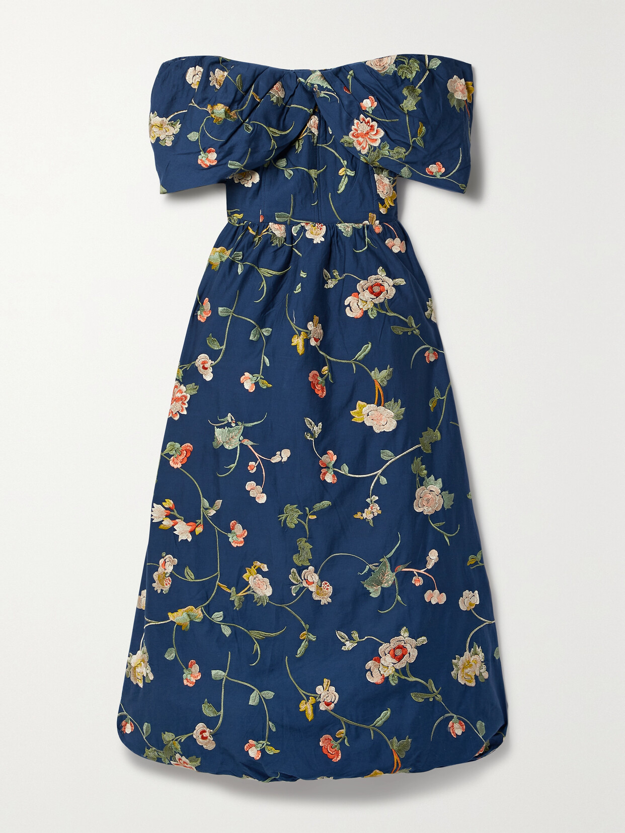 Sea Julian Off-the-shoulder Embroidered Cotton-twill Midi Dress - Blue