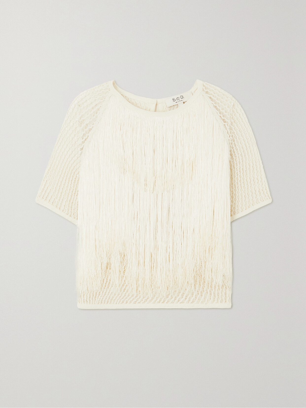 Sea - Pari Fringed Open-knit Cotton Top - Cream