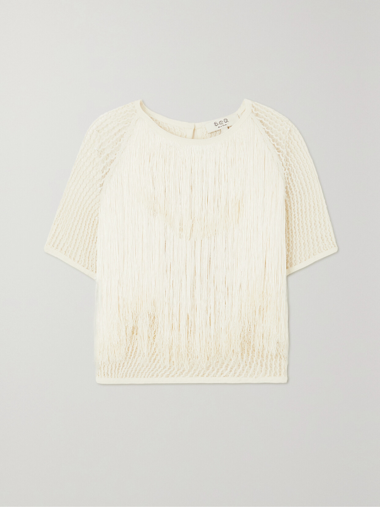 Sea - Pari Fringed Open-knit Cotton Top - Cream