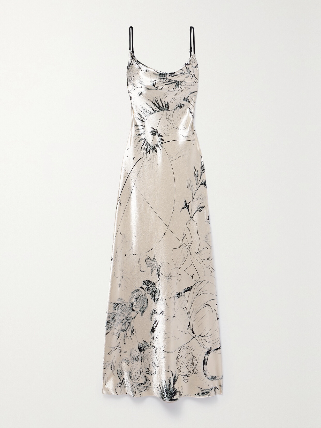 Jason Wu Collection - Floral-print Satin Midi Dress - Off-white