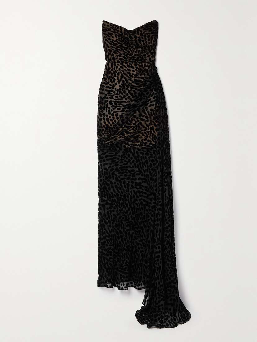 Jason Wu Collection Strapless Draped Leopard-print Devoré-velvet Gown