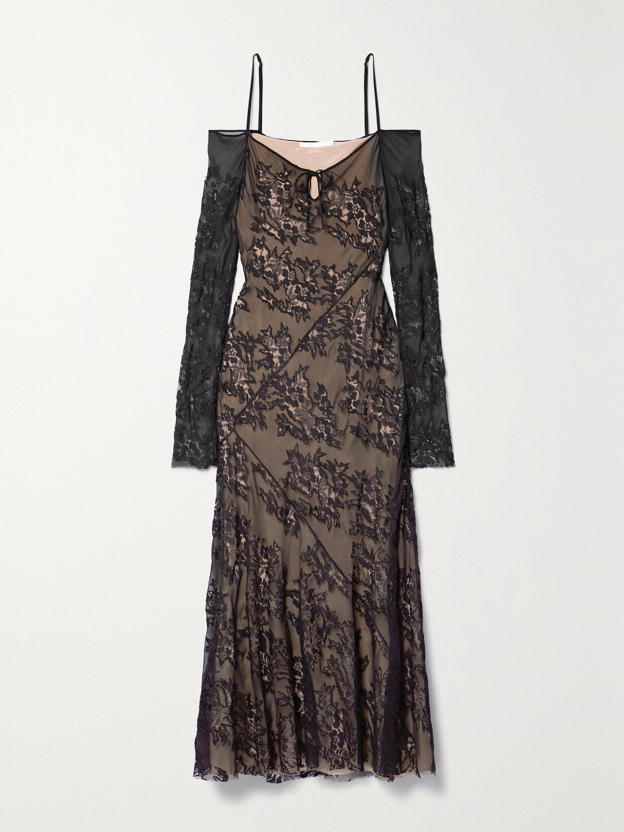 Jason Wu Collection - Cold-shoulder Silk-blend Lace Maxi Dress - Black