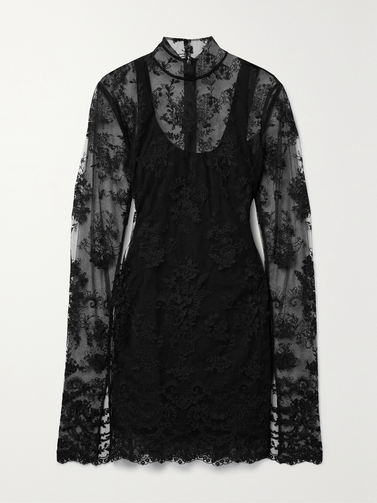 Jason Wu Collection - Embroidered Tulle Mini Dress - Black