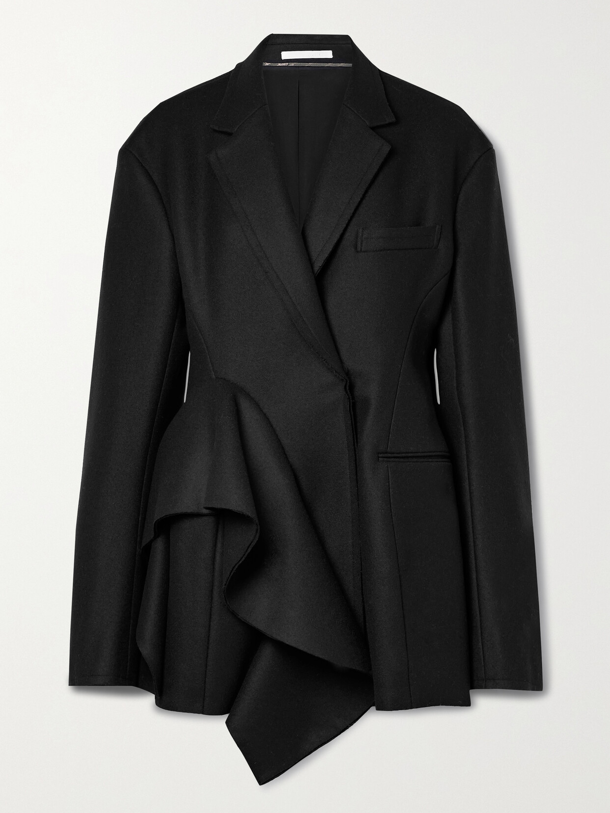 Jason Wu Collection - Ruffled Wool Blazer - Black