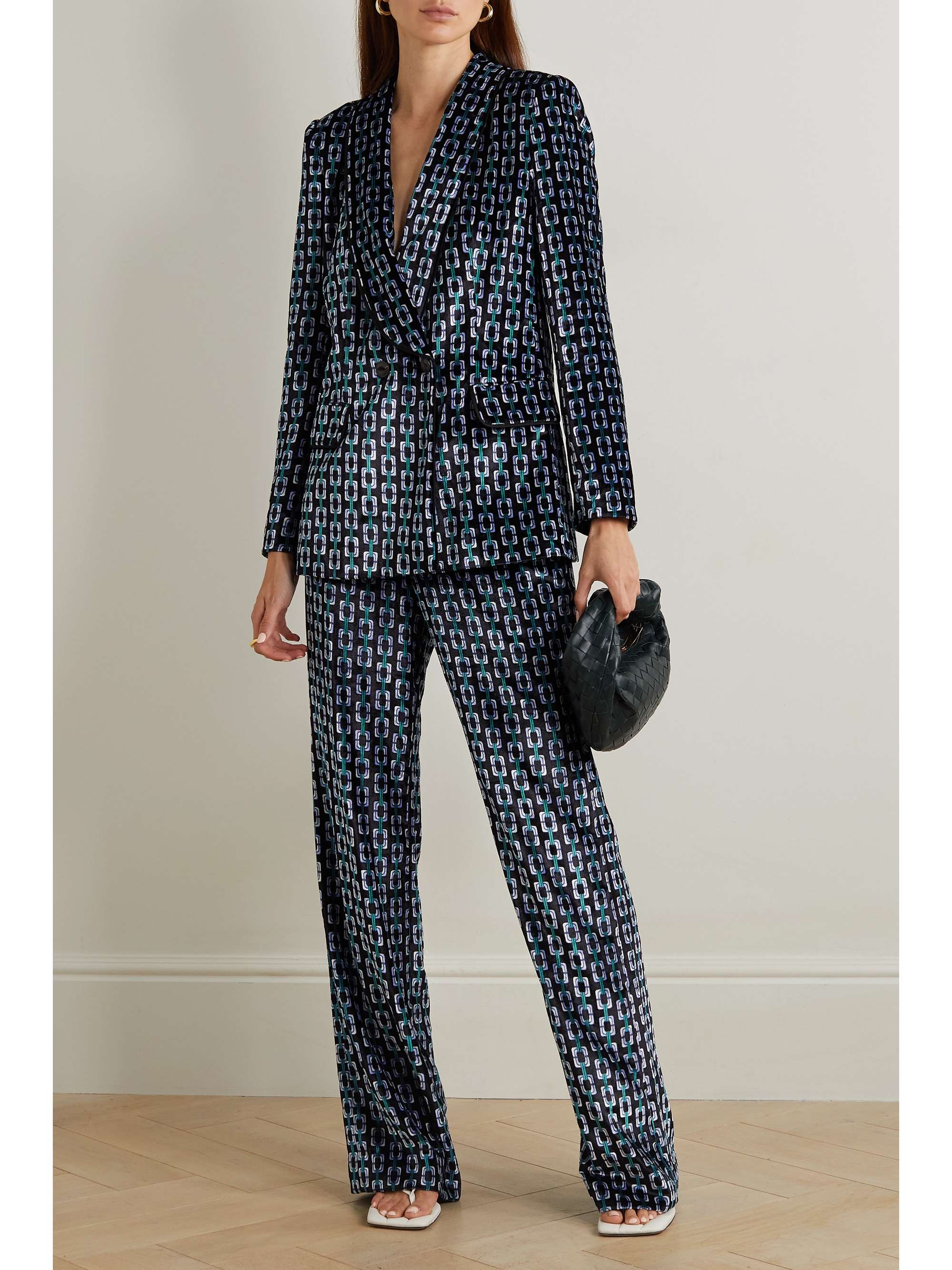 DIANE VON FURSTENBERG Double-breasted printed velvet blazer | NET-A-PORTER