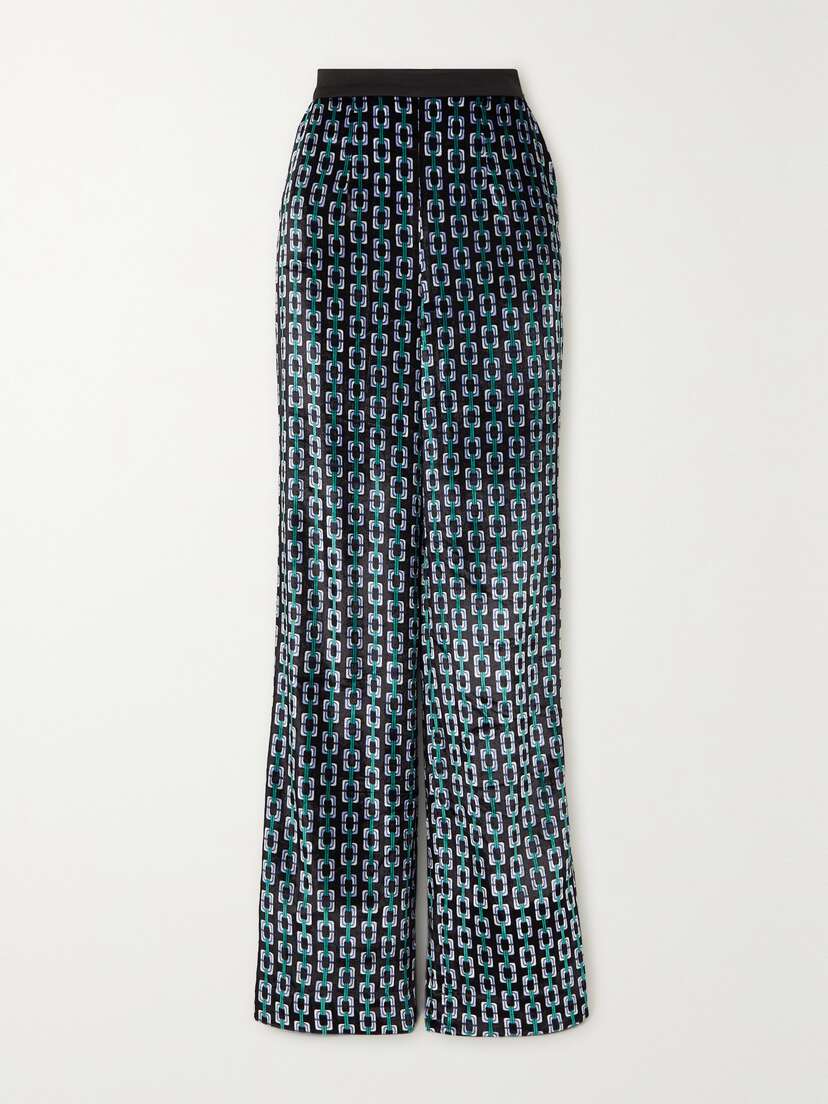Diane von Furstenberg Vegas Printed Silk-velvet Straight-leg Pants